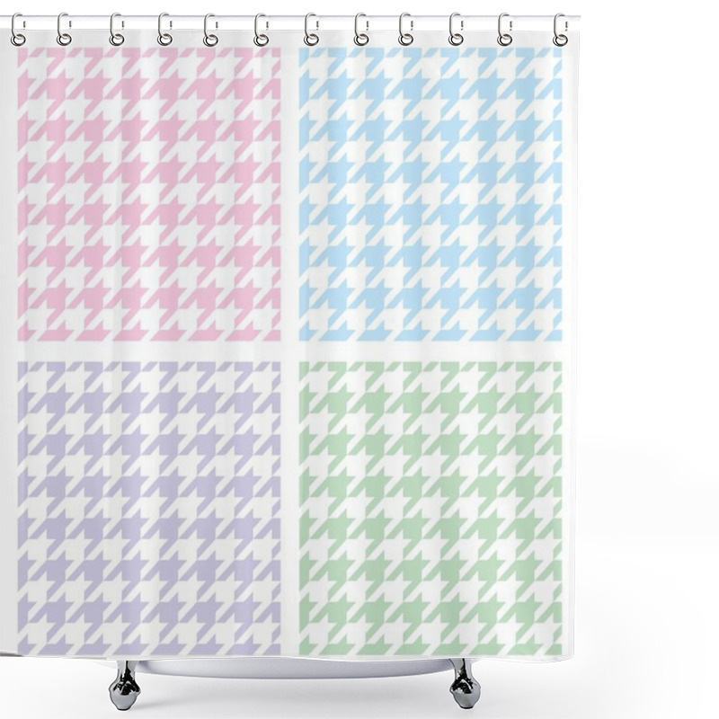 Personality  Pastel Houndstooth Vector Seamless Pink, Blue, Green, Violet And White Pattern Set. Traditional Scottish Plaid Fabric Collection For Baby Website Background, Kids Or Desktop Wallpaper. Shower Curtains