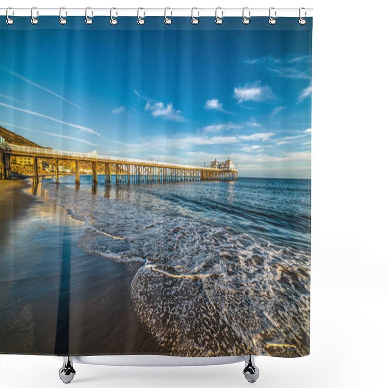 Personality  Malibu Pier On A Clear Day At Sunset Shower Curtains