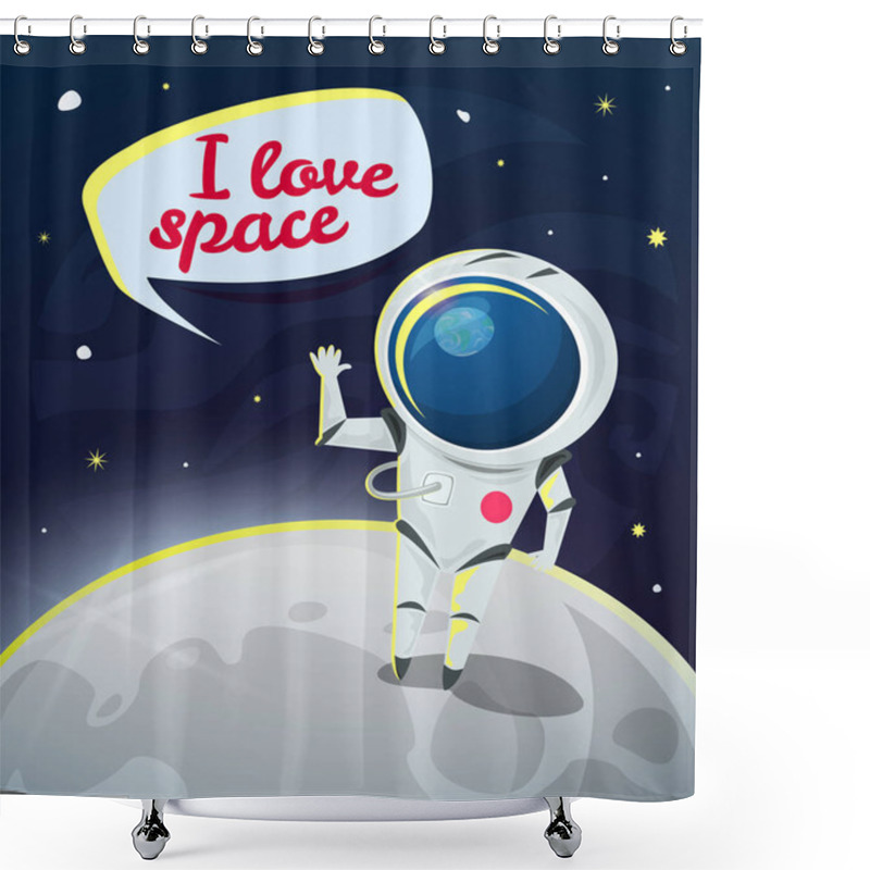 Personality  I Love Space Illustration Shower Curtains