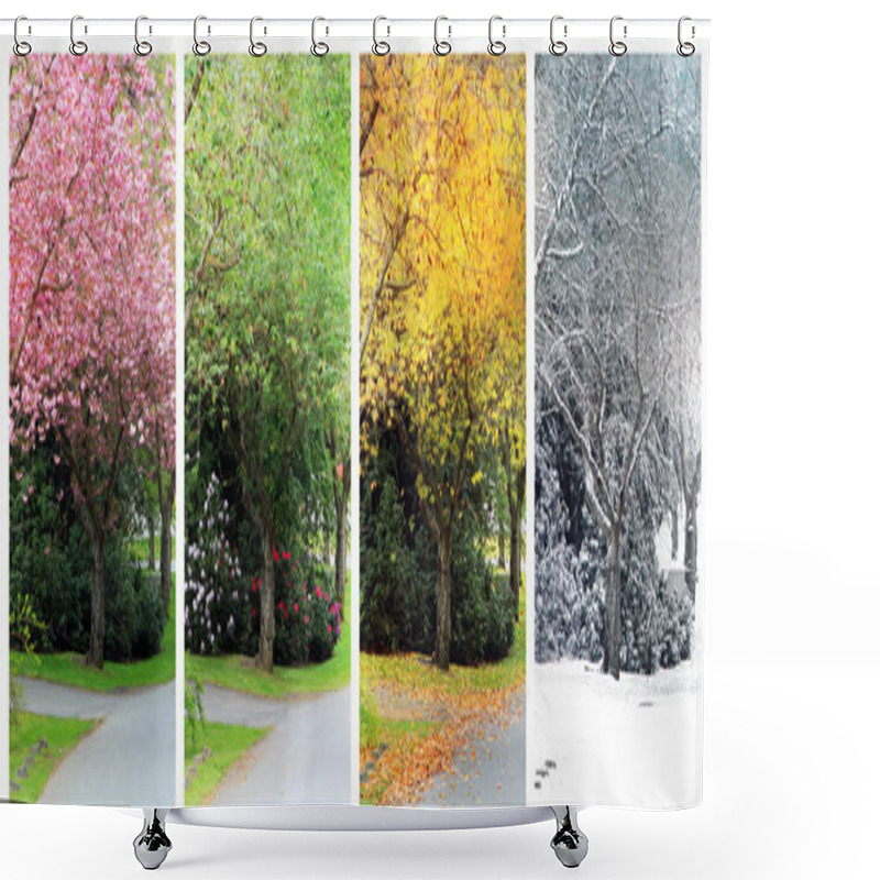 Personality  Four Seasons On The Same Street. Shower Curtains