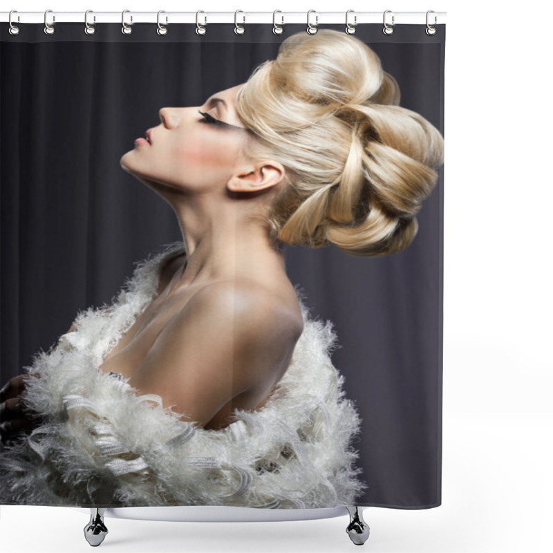 Personality  Portrait Of Beautiful Fashionable Woman Shower Curtains