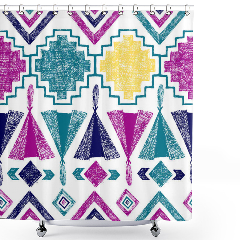 Personality  Hand Drawn Tribal Seamless Pattern Shower Curtains