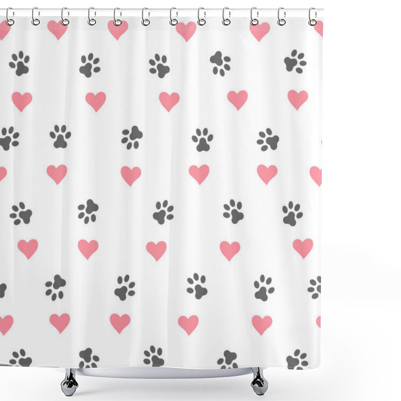 Personality  Dog Paw Cat Paw Heart Love Puppy Foot Print  Shower Curtains