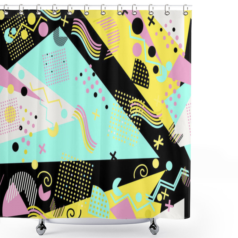 Personality  Memphis Seamless Pattern. Geometric Elements Memphis In The Style Of 80's. Vector Illustration. Shower Curtains