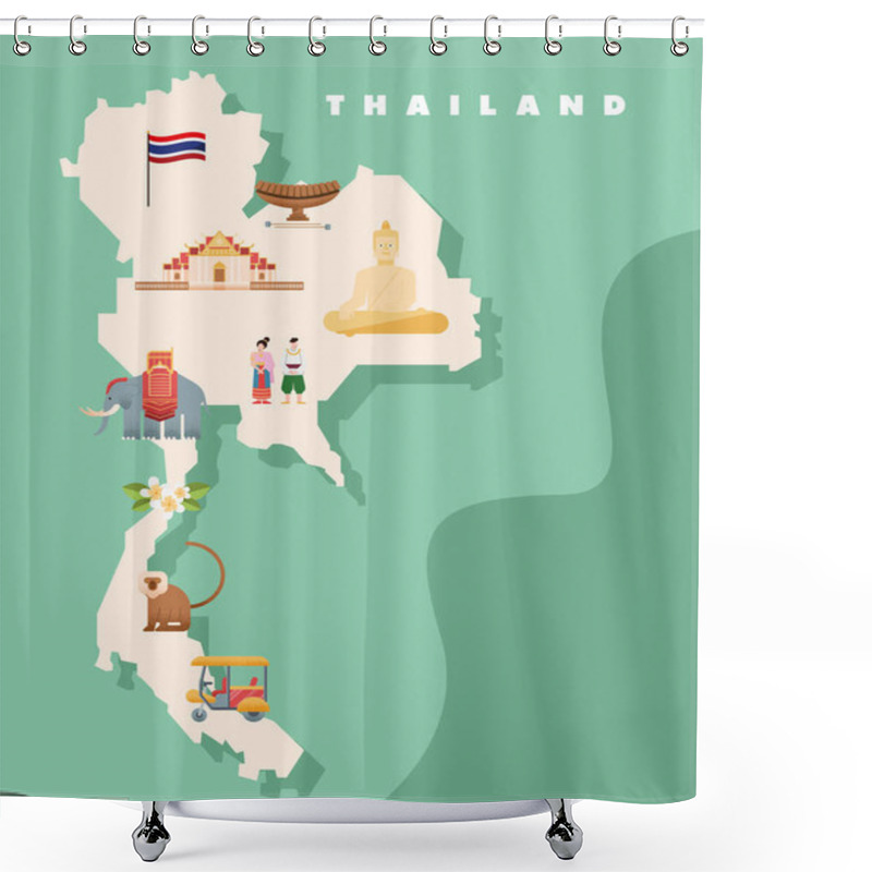 Personality  Thailand Culture Map Shower Curtains