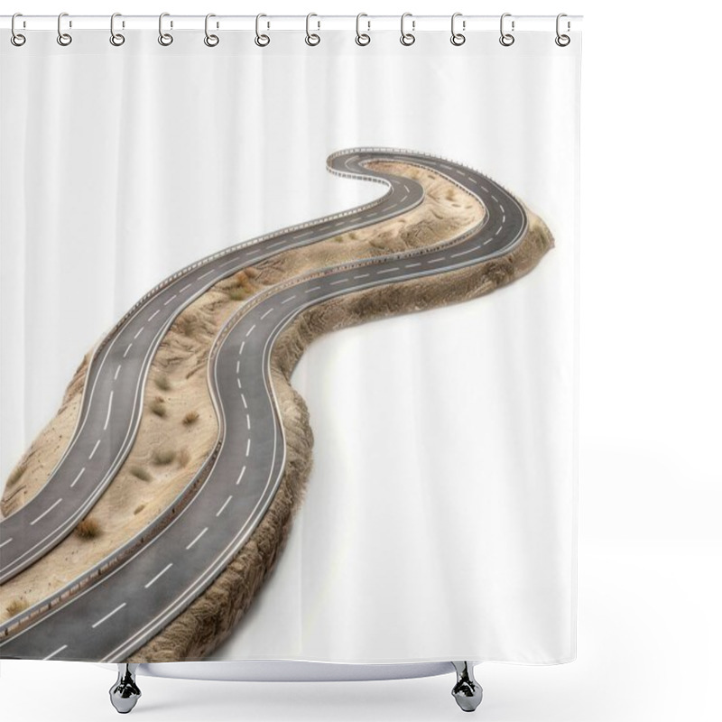 Personality  A Winding Road Through A Barren Landscape, Showcasing A Scenic And Adventurous Route. Shower Curtains