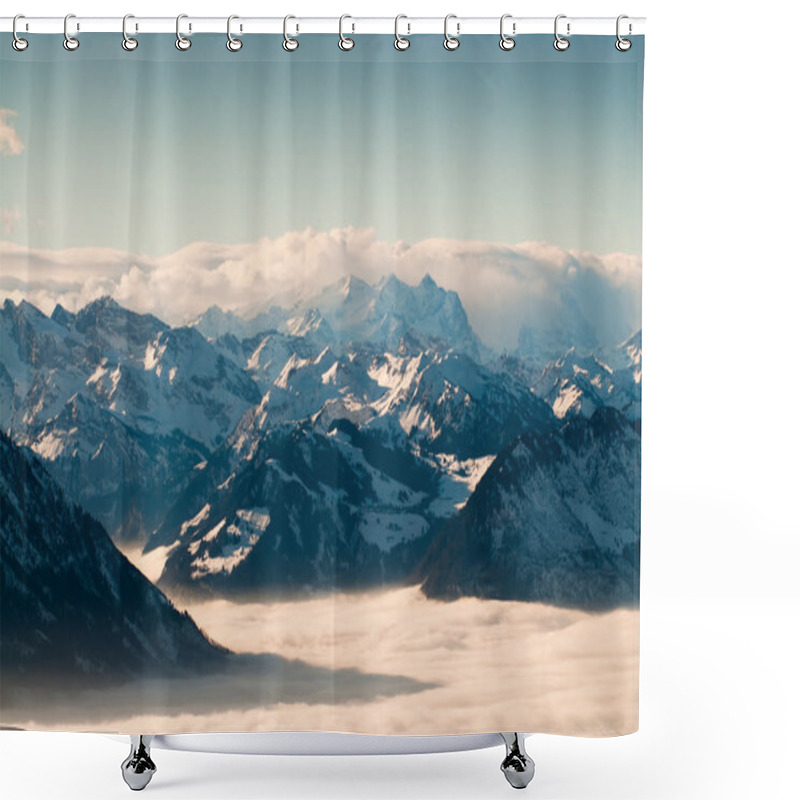 Personality  Swiss Mountains In Winter Shower Curtains