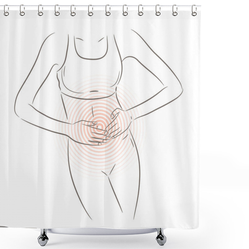 Personality  Woman Suffering From Pain In Stomach Shower Curtains