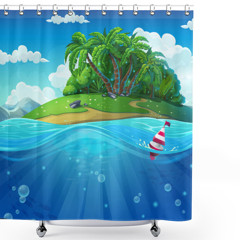 Personality  Float In The Water At The Island Background Shower Curtains