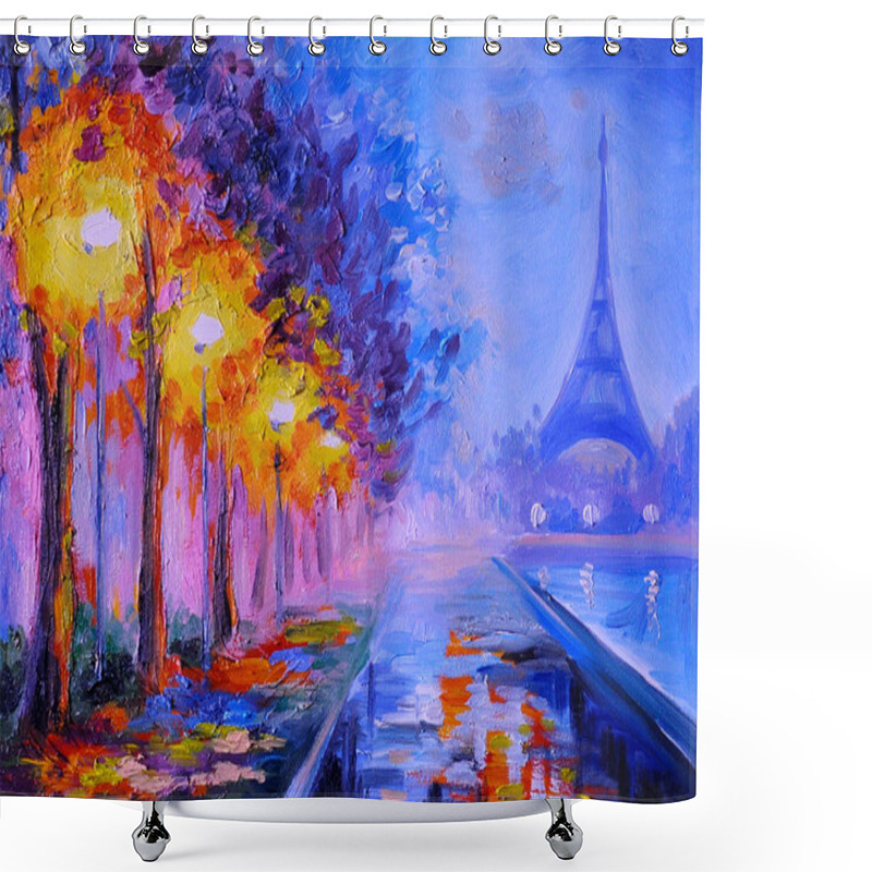 Personality  Oil Painting Of  Eiffel Tower, France, Art Work Shower Curtains