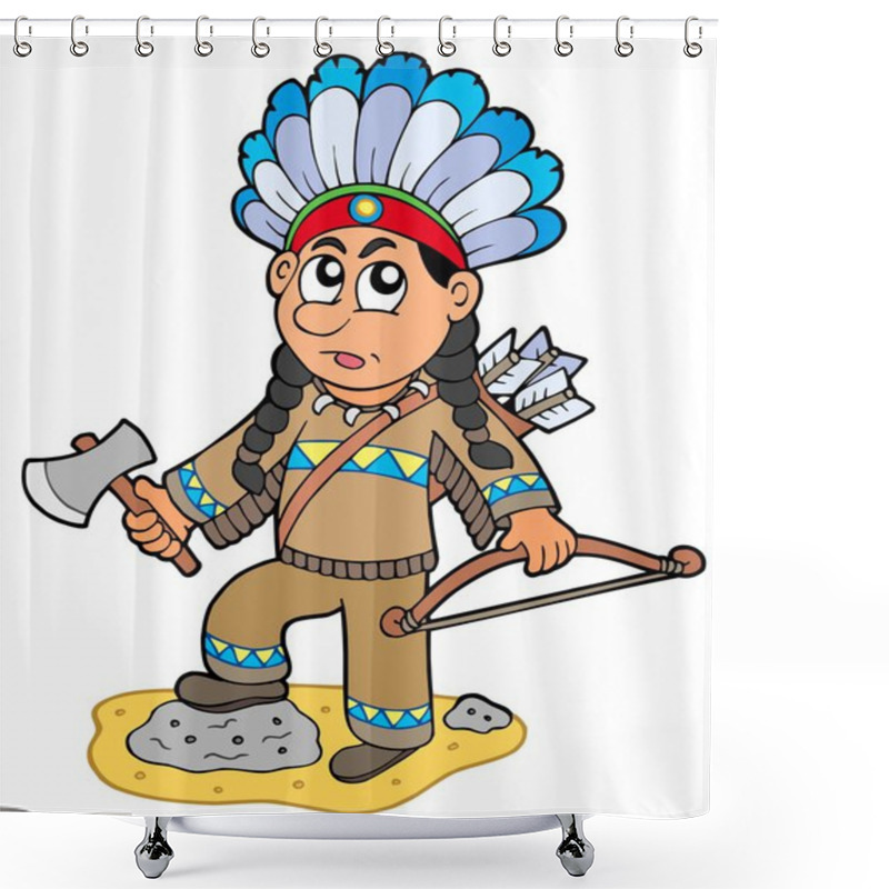 Personality  Indian Boy With Axe And Bow Shower Curtains