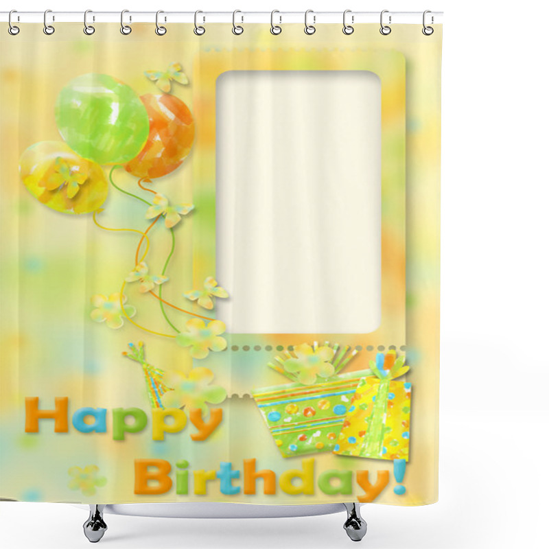 Personality  Birthday Card With Balloons Shower Curtains