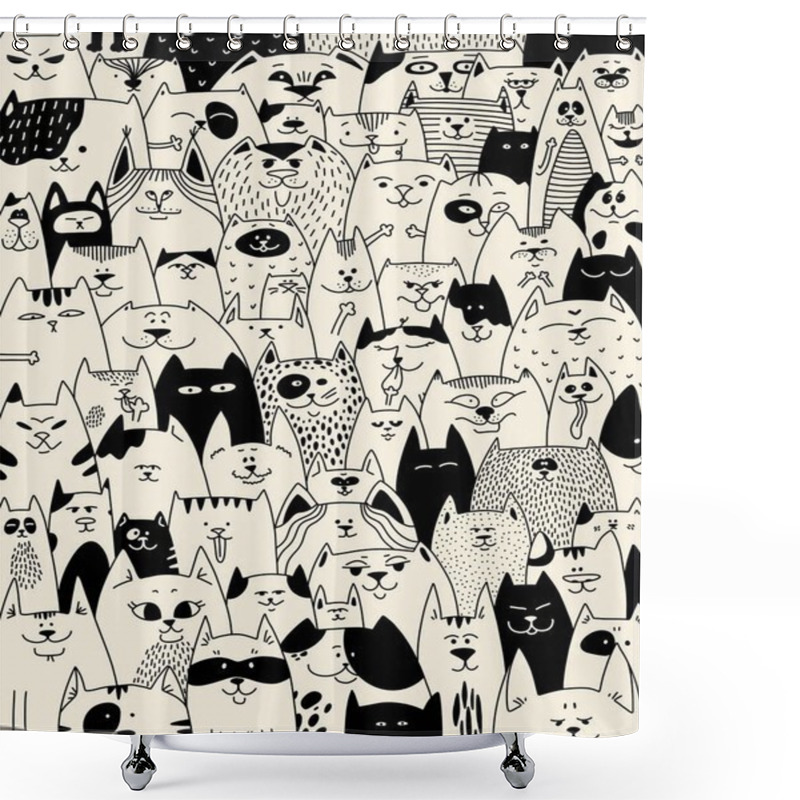 Personality  Full House Of Cats. Many Different Cats. The Characters Of The Cats. Pets. Affectionate Cat. Background For A Pet Store. Shower Curtains