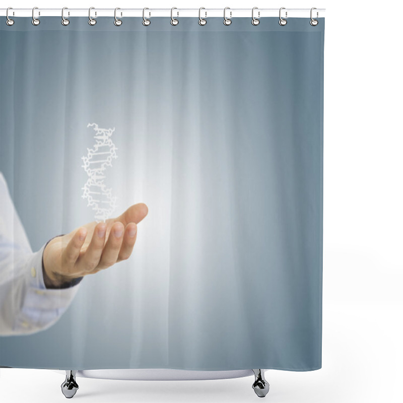 Personality  Hand Holding A DNA Fragment Shower Curtains