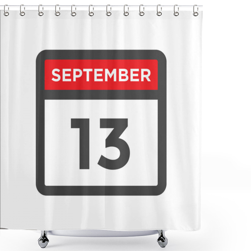 Personality  September 13 Calendar Icon With Day & Month Shower Curtains