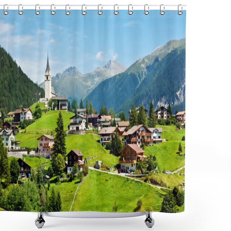 Personality  Village And Chapel In Swiss Alps Shower Curtains