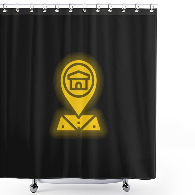 Personality  Address Yellow Glowing Neon Icon Shower Curtains