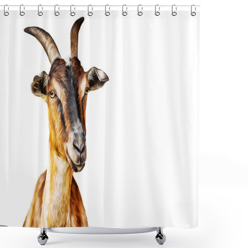 Personality  Drawing Goats, Portrait Shower Curtains