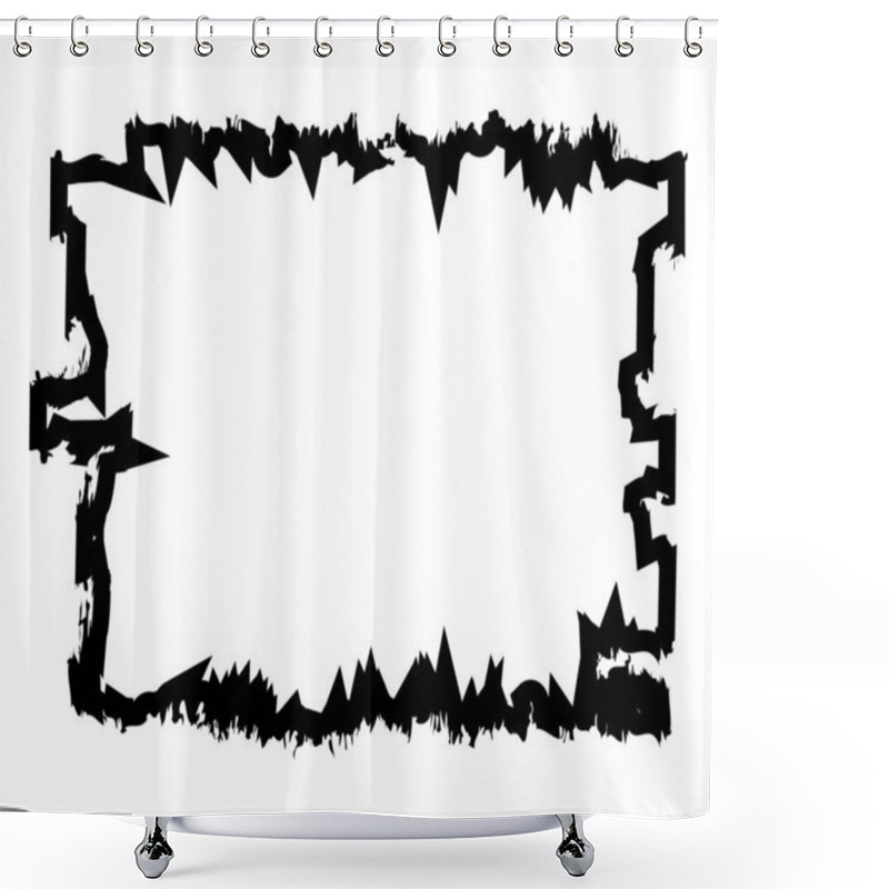 Personality  Grunge Texture Frame, Stain Ink For Halloween Frame, Hand Drawn Paint, Artistic Shower Curtains