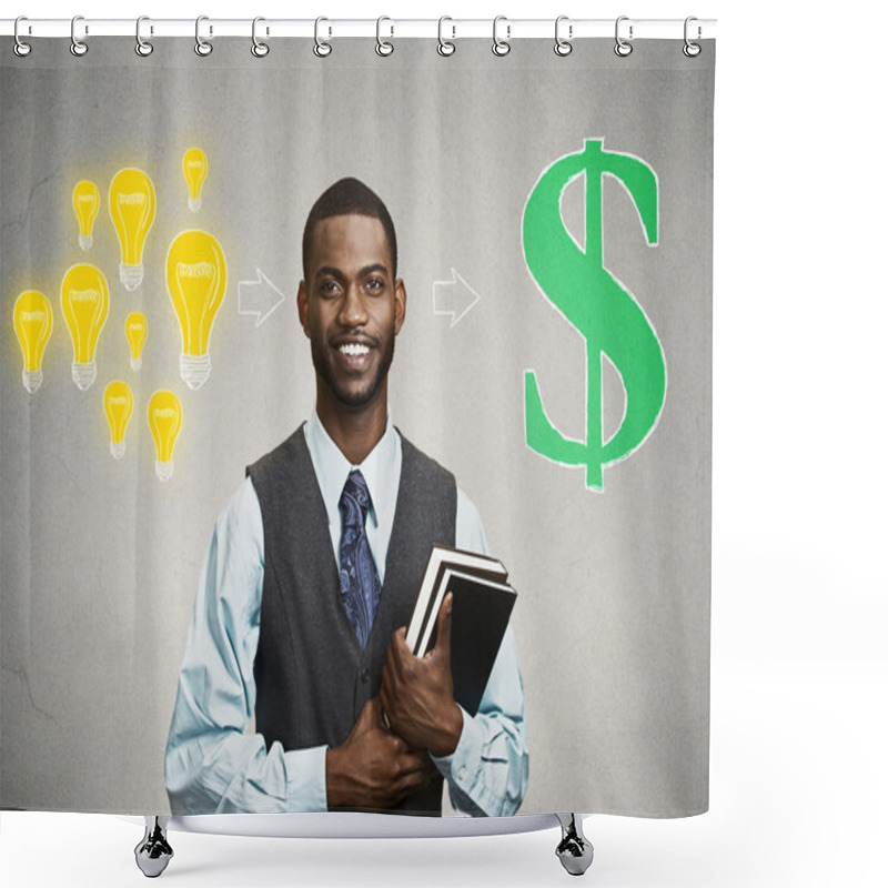 Personality  Man Holding Books Has Ideas Ready For Financial Success Shower Curtains