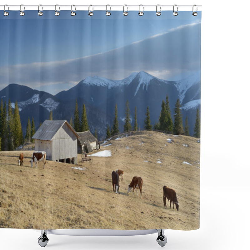 Personality  Pasture In The Mountain Village  Shower Curtains