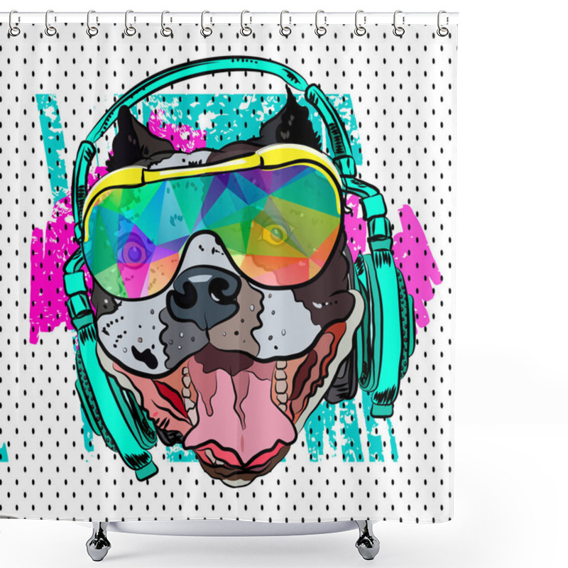 Personality  Pop Art Print. Steep Bulldog For Print On A T-shirt. Vector. Shower Curtains