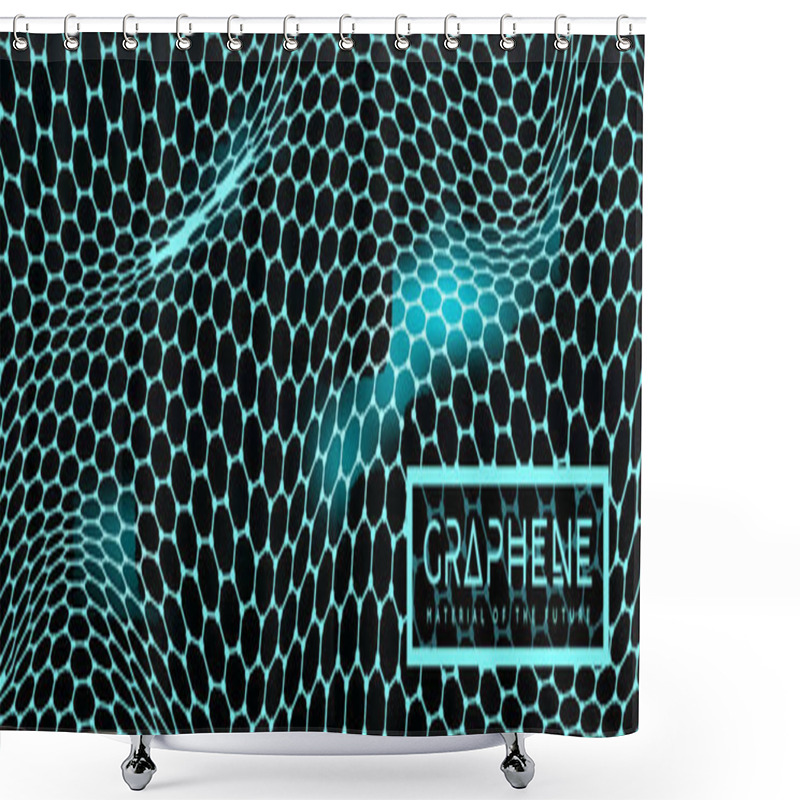 Personality  Graphene, A Molecular Network Of Hexagons Connected Together. Chemical Network. Carbon, Nanomaterials. Vector Illustraion Shower Curtains