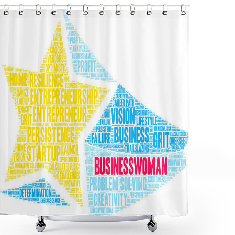 Personality  Businesswoman Word Cloud On A White Background.  Shower Curtains