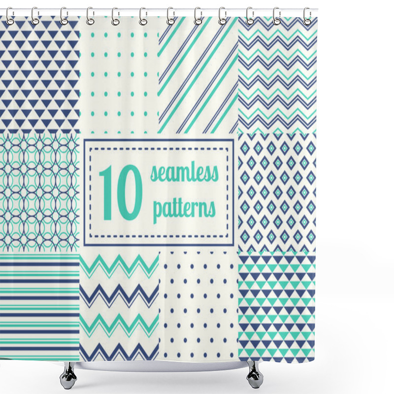 Personality  Set Of Ten Seamless Patterns. Shower Curtains