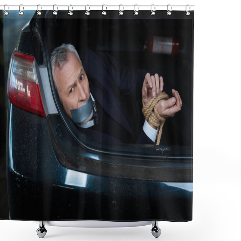 Personality  Unhappy Scared Having His Hands Tied Shower Curtains