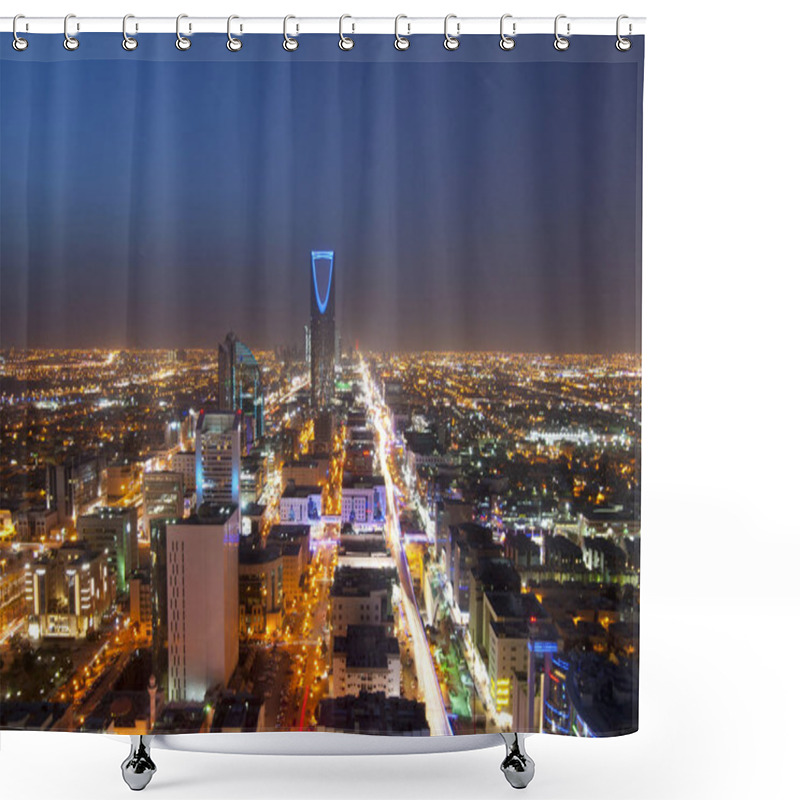 Personality  Riyadh Skyline At Night #1, Showing Olaya Street Metro Construction Shower Curtains