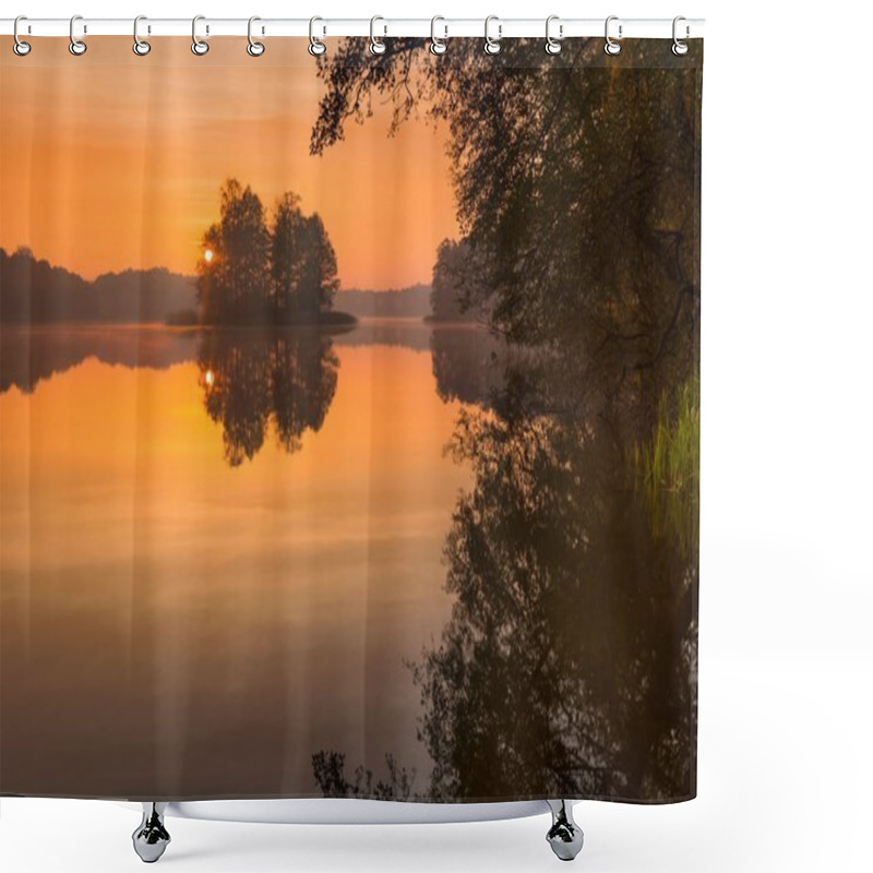 Personality  Lake Sunrise Shower Curtains