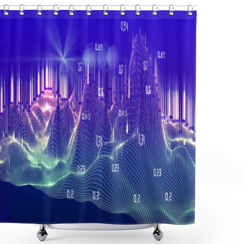 Personality  Abstract Background With Wireframe Algorithm Analyze Data And Blurred Lines. Big Data. Analytics Algorithms Data. Banner For Business, Science And Technology. Quantum Cryptography Concept. Shower Curtains