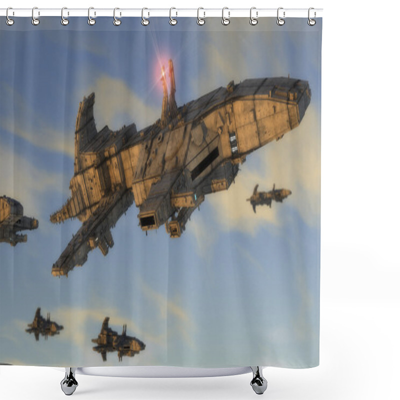 Personality  Futuristic Spaceships UFO  Shower Curtains