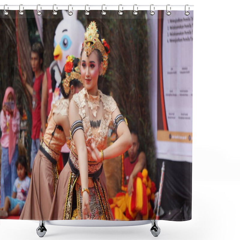 Personality  Klenting Sumanding Dance, Is Likened To A Collection Of Kediri Girls, Their Politeness And Friendliness With Others In Welcoming Guests Shower Curtains