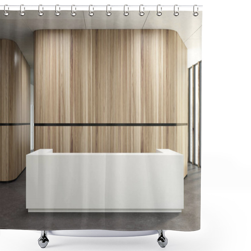 Personality  White Reception In A Wooden Office Lobby Shower Curtains