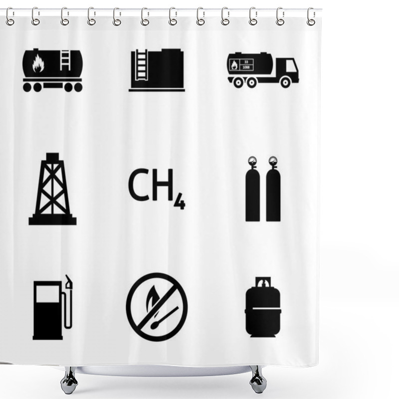 Personality  Vector Black Natural Gas Icons Set Shower Curtains