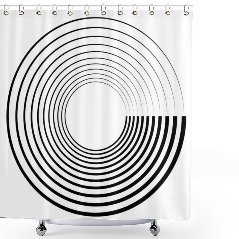 Personality  Abstract Concentric Element Isolated On White Background Shower Curtains