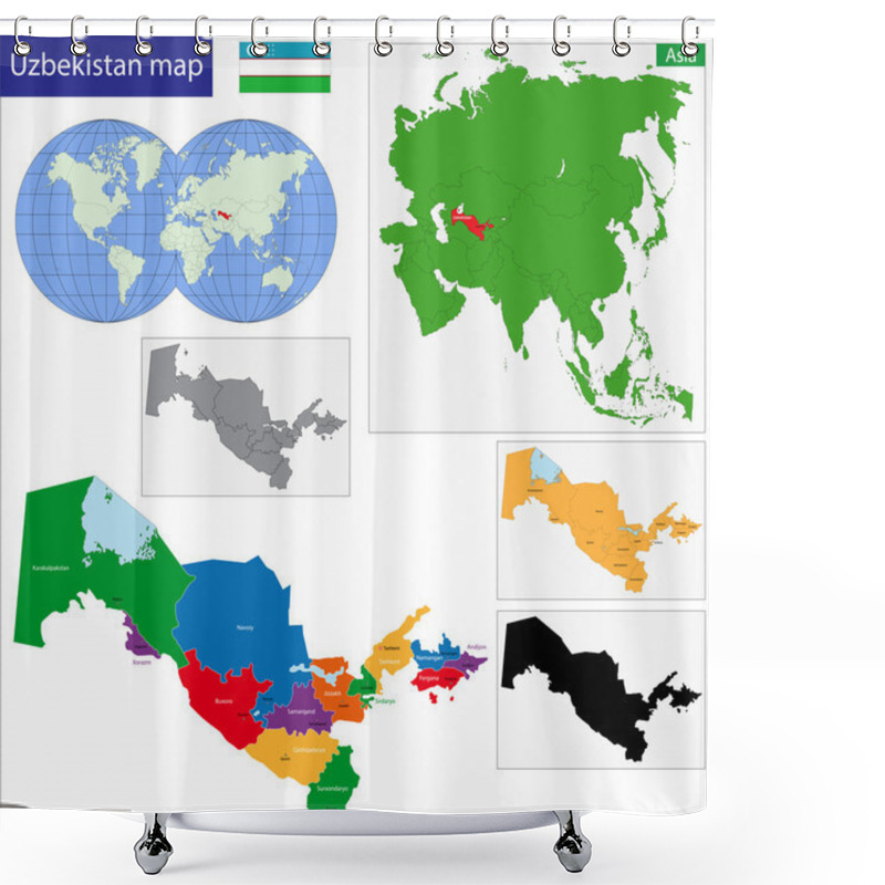 Personality  Uzbekistan Map Shower Curtains