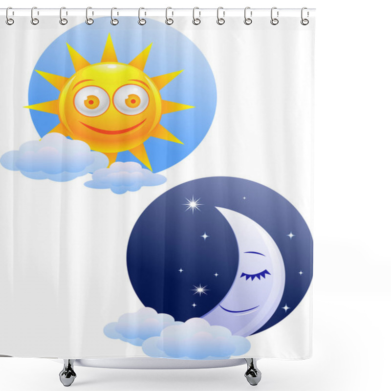 Personality  Day And Night Symbol Shower Curtains