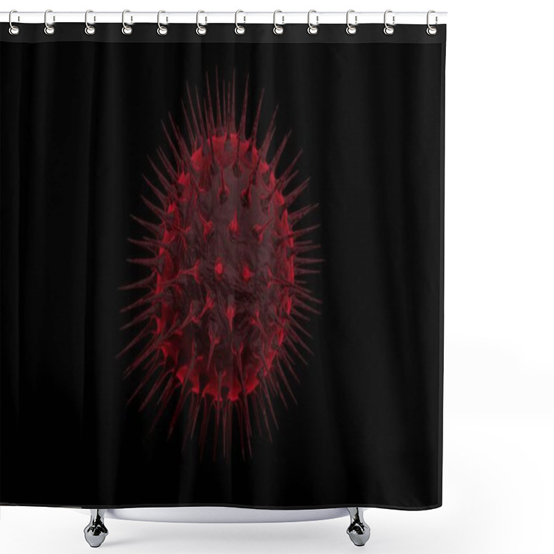 Personality  Abstract Bacteria Or Virus Cell In Spherical Shape With Long Antennas. Corona Virus.  New Official Name For Coronavirus Disease Named COVID-19. 3D Rendering. Pandemic Or Virus Infection Concept - 3D Rendering. Shower Curtains