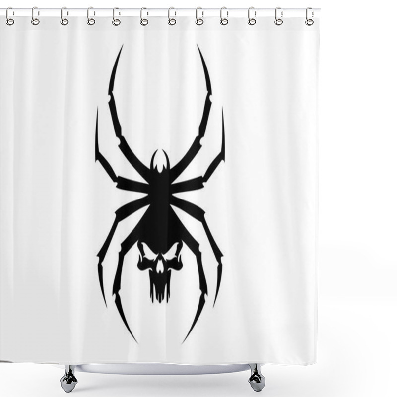 Personality  Black Spider Skull Logo Tribal Icon Shower Curtains