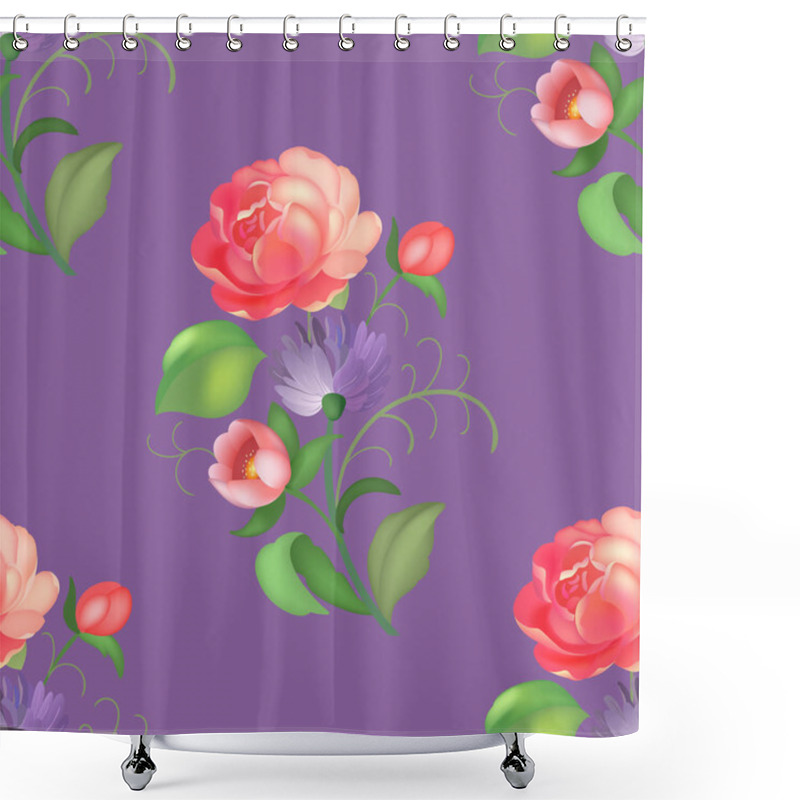 Personality  Seamless Rose Pattern. Vector Illustration Shower Curtains