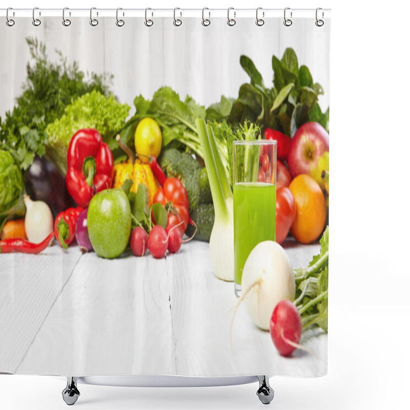 Personality  Various Freshly Vegetable Juices For Detox Shower Curtains