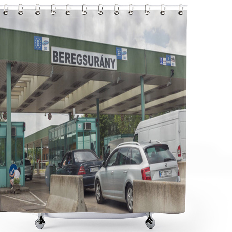 Personality  Cars On Customs Checkpoint Of Hungarian Border In Beregsurany, Hungary. Shower Curtains