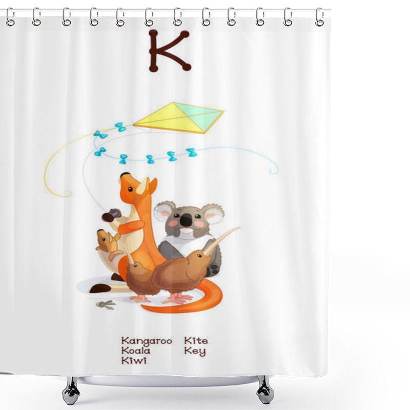 Personality  English Alphabet Series Of Amusing Animals Letter K Shower Curtains