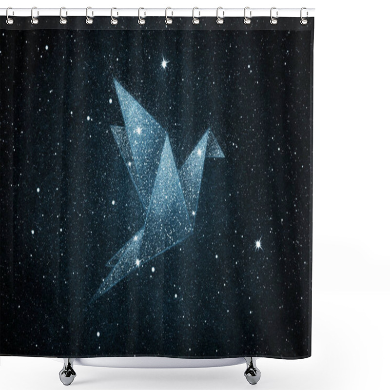 Personality  Stars In Origami Bird Shape Over Blue Night Sky Background Shower Curtains