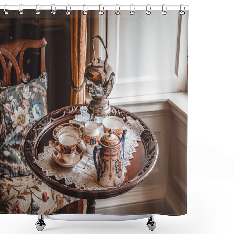 Personality  Tea Set. Shower Curtains