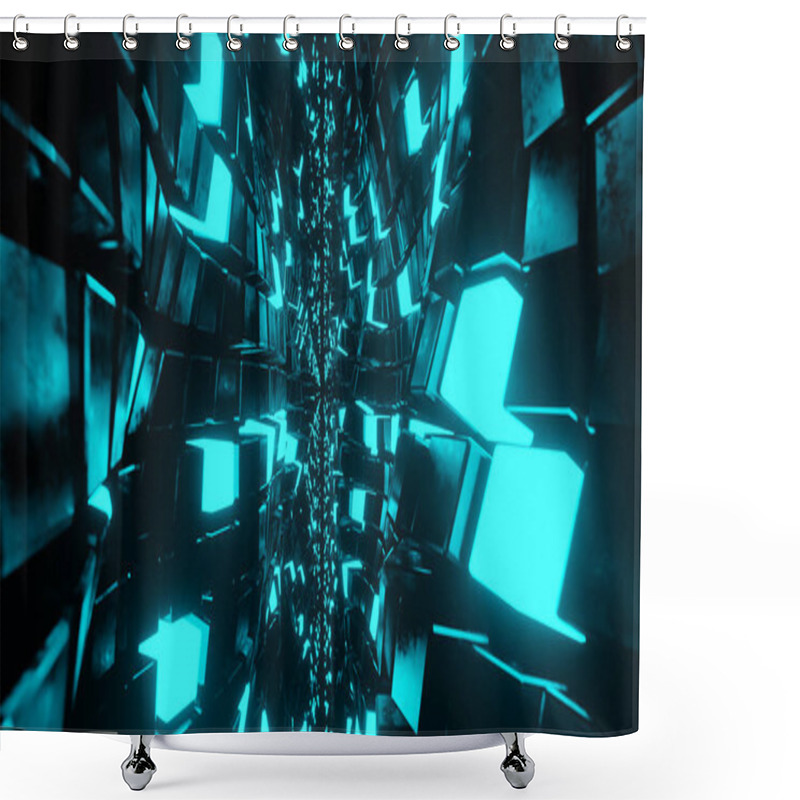 Personality  3D Cube Waves Wallpaper Background Shower Curtains