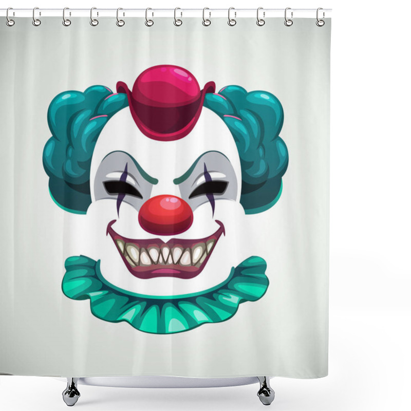 Personality  Scary Circus Concept. Creepy Clown Mask. Vector Angry Face Elements Shower Curtains